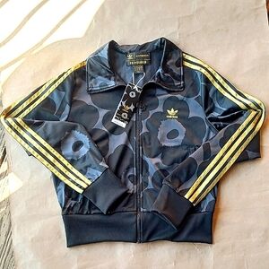 NWT Adidas Marimekko Track Jacket Black Gold size Medium